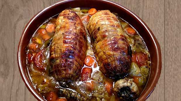 rodó de pollastre farcit i rostit al forn